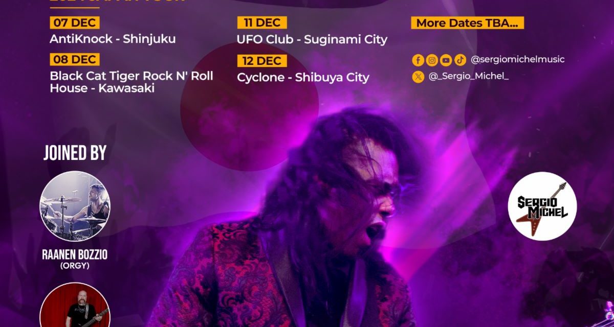 Guitarist Extraordinaire Sergio Michel Announces 2024 Japan Headlining Tour Joined By Raanen Bozzio and Andy Hewett